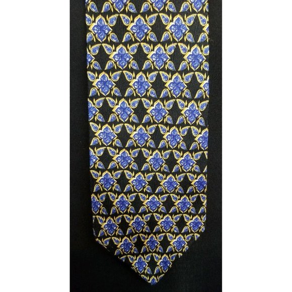 Geoffrey Beene Mens Dress Tie Suit Imported Fabric Made In USA Silk Black Blue - Picture 5 of 12